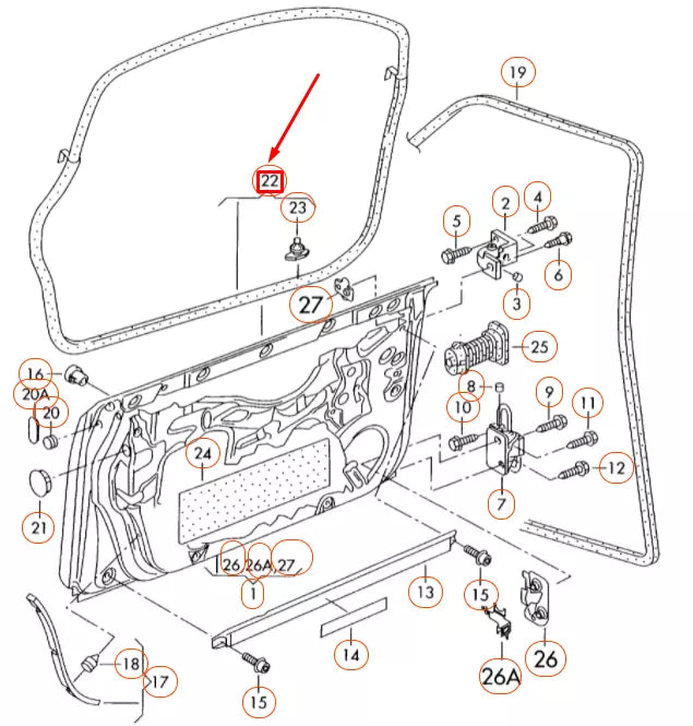NEW AUDI A4 B7 FRONT LEFT OUTER DOOR SEAL RUBBER 8E0837911M ORIGINAL