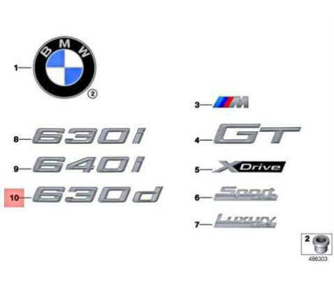 new bmw 6 gt g32 rear tailgate bootlid badge 51147415343 original