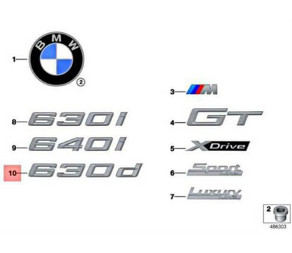 new bmw 6 gt g32 rear tailgate bootlid badge 51147415343 original