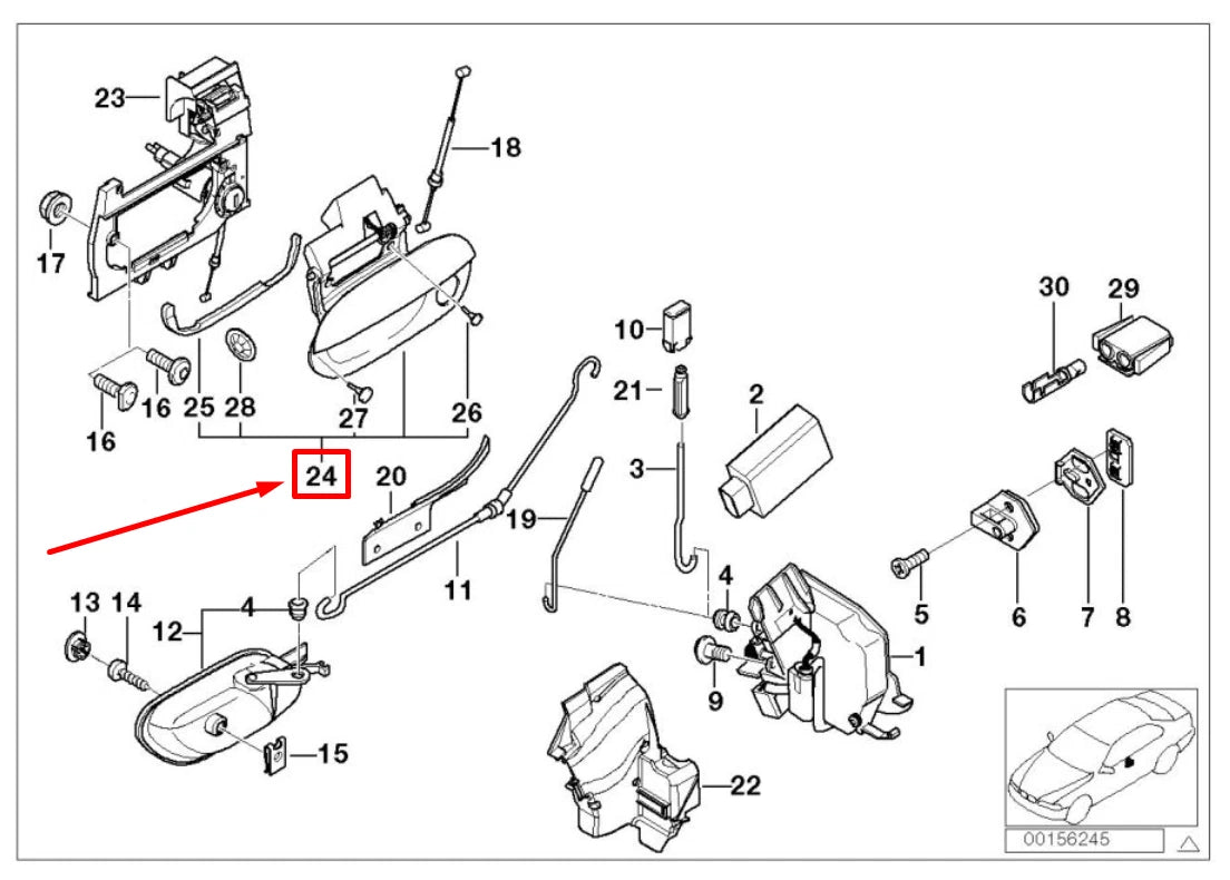 NEW BMW 7 E38 FRONT LEFT DOOR EXTERIOR HANDLE 51218240407 8240407 ORIGINAL