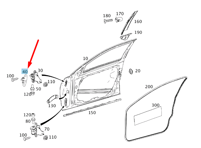 NEW MB C W204 FRONT LEFT DOOR ADJUSTMENT UPPER HINGE A2047220144 ORIGINAL