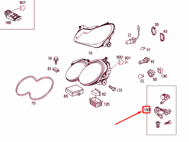 new mercedes-benz sl r230 right headlight bracket repair kit a2308200814