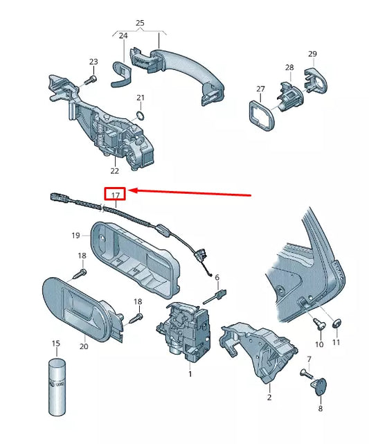 NEW VW GOLF PLUS 52 REAR RIGHT DOOR LOCK BOWDEN CABLE 5M0839086E