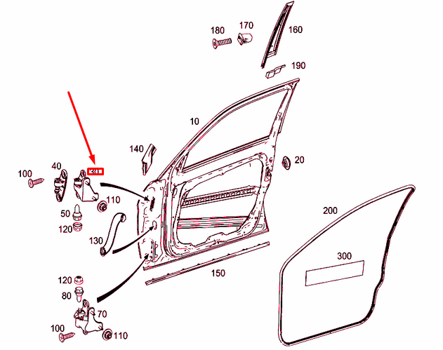 new mercedes-benz glk x204 front right door top hinge a2047201037 original