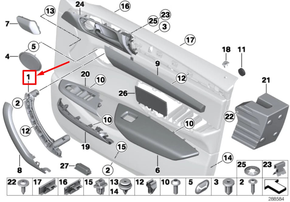 NEW BMW X3 F25 FRONT RIGHT DOOR CARRIER PULL STRAP 9209216 51419209216 ORIGINAL