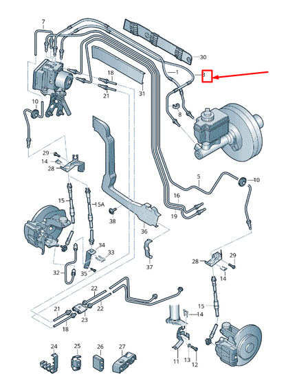 new vw cc 35 brake pipe from brake cylinder to hydraulics rhd 3c2614740d