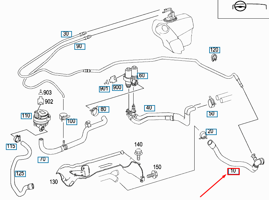 NEW MB SLK R170 AMG ENGINE TO HEAT EXCHANGER HOSE LHD A1718302196 ORIGINAL
