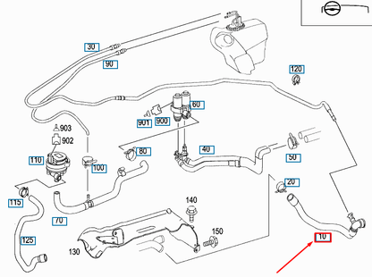 NEW MB SLK R170 AMG ENGINE TO HEAT EXCHANGER HOSE LHD A1718302196 ORIGINAL