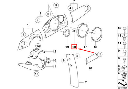 new mini cabrio r52 center console trim ring 62106936278 6936278 original