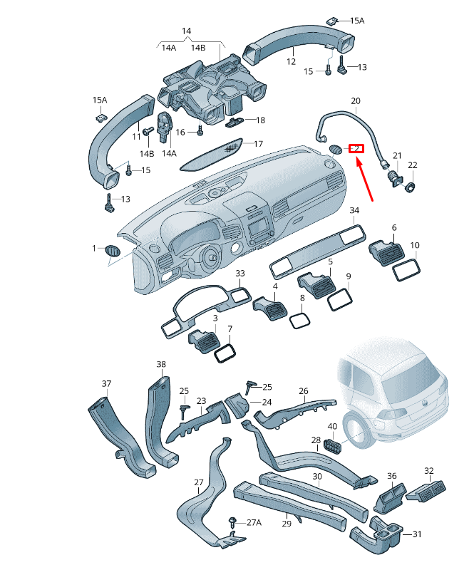 new vw touareg 7p mk2 right upper dash defrost air vent 7p6819706jc6 original