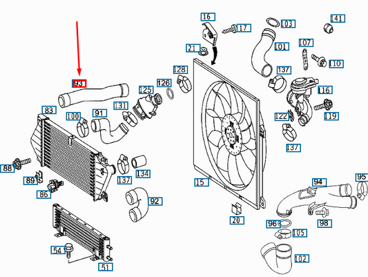 new mercedes-benz m w163 radiator hose a1635016382 original