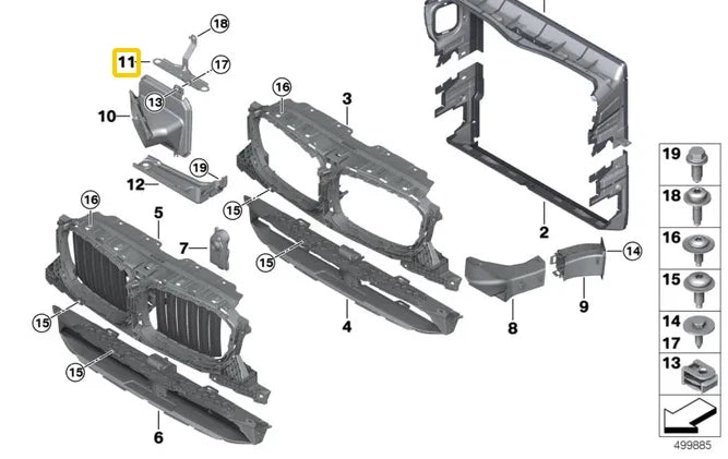 NEW BMW X3 G01 M F97 RIGHT UPPER AUXILIARY RADIATOR HOLDER 51647400116 ORIGINAL