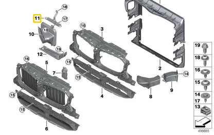 NEW BMW X3 G01 M F97 RIGHT UPPER AUXILIARY RADIATOR HOLDER 51647400116 ORIGINAL