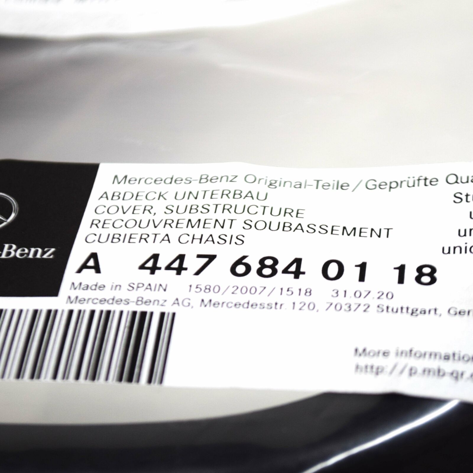 NEW MB VITO TOURER W447 REAR RIGHT UNDERBODY SHIELD A4476840118 ORIGINAL