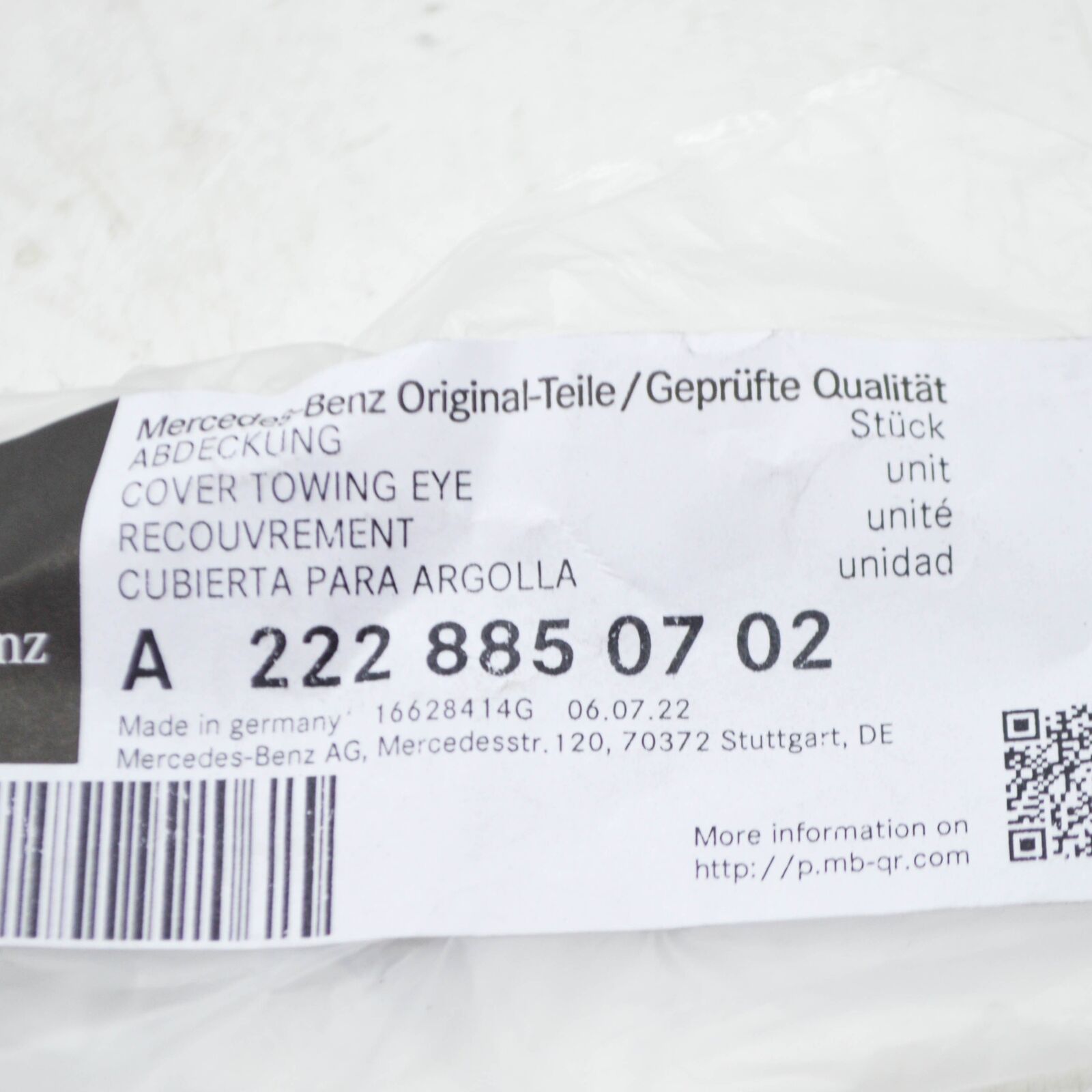 NEW MERCEDES-BENZ S W222 REAR BUMPER TOW EYE COVER A2228850702 ORIGINAL