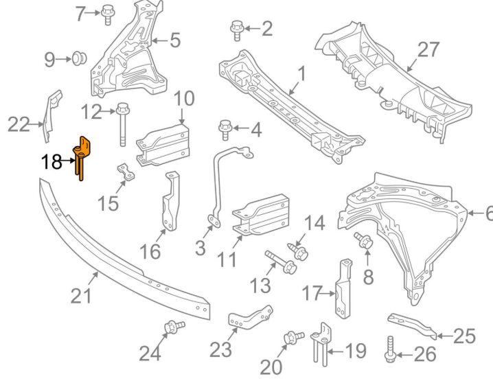 NEW MB GLK X204 FRONT RADIATOR CORE SUPPORT RIGHT BRACKET A2046201714 ORIGINAL