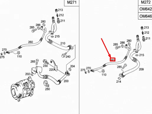 NEW MERCEDES-BENZ C W203 A/C DELIVERY LINE PIPE A2722300456 ORIGINAL