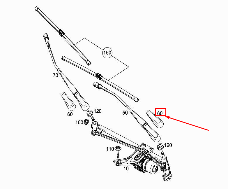 NEW MERCEDES-BENZ A W177 FRONT WIPER ARM COVER A1778240000 ORIGINAL