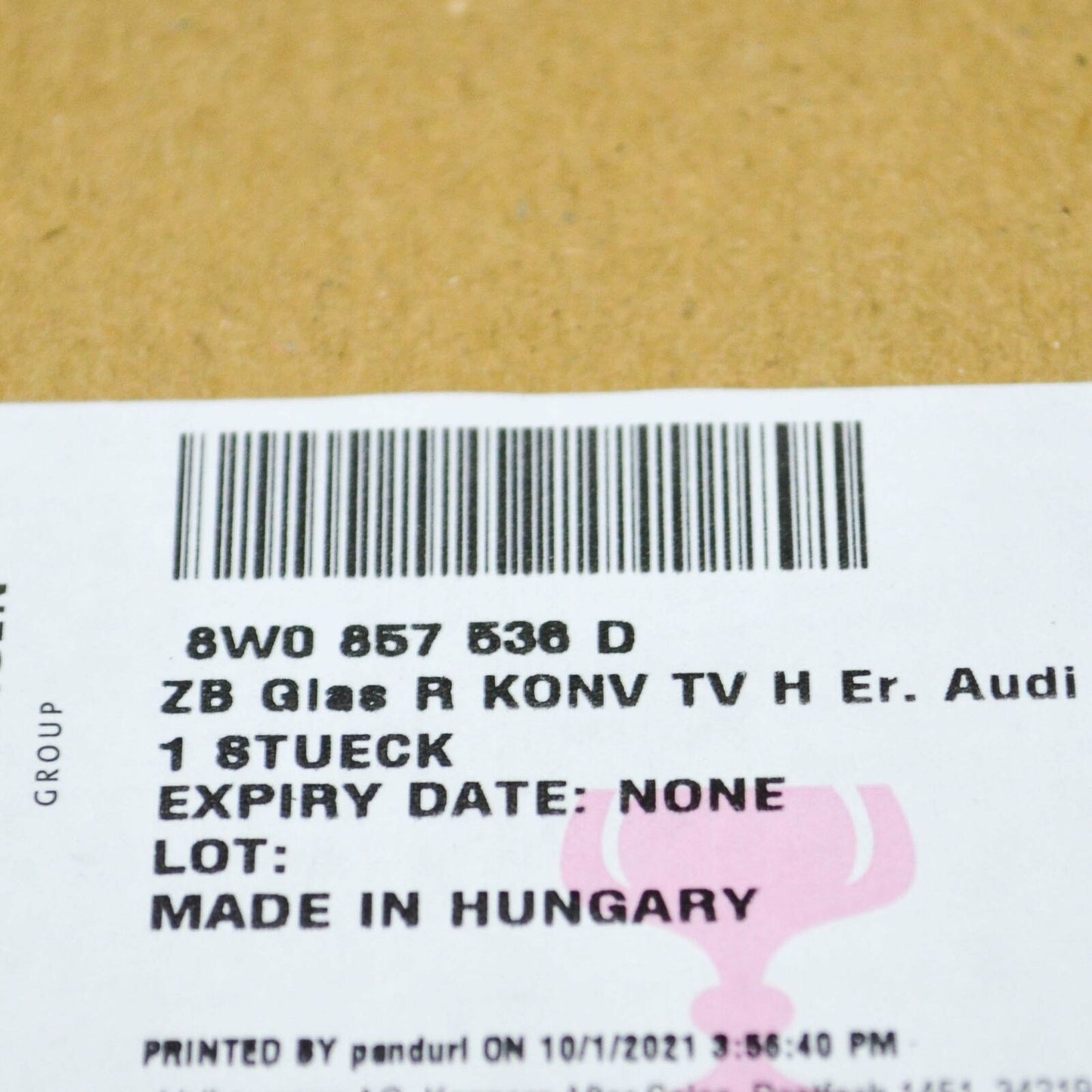 NEW AUDI A4 B9 FRONT RIGHT DOOR MIRROR GLASS HEATED CONVEX 8W0857536D ORIGINAL