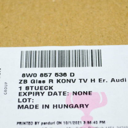 NEW AUDI A4 B9 FRONT RIGHT DOOR MIRROR GLASS HEATED CONVEX 8W0857536D ORIGINAL