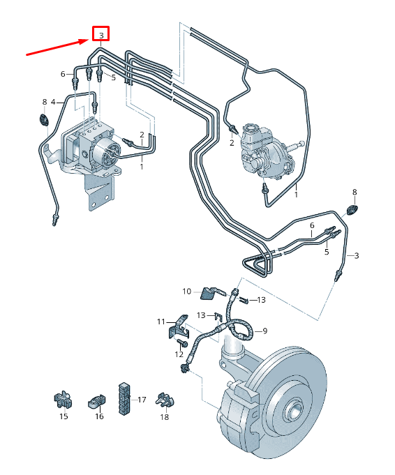 new audi q3 f3 brake pipe from hydraulics to brake hose 5qh614723 original