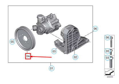 NEW BMW 3 E90 STEERING PUMP PULLEY 32427793983 ORIGINAL