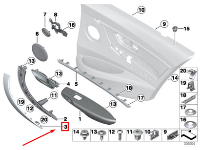 NEW BMW 3 F30,F80 REAR LEFT DOOR PULL HANDLE TRIM 7275487 51417275487 ORIGINAL