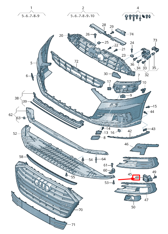 NEW AUDI A8 4N FRONT LEFT BUMPER ACC COVER TRIM 4N0807819 ORIGINAL