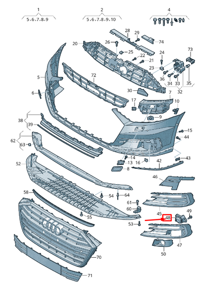 NEW AUDI A8 4N FRONT LEFT BUMPER ACC COVER TRIM 4N0807819 ORIGINAL