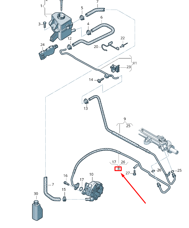 new vw transporter vi t6 power steering expansion hose lhd 7e1422893at original
