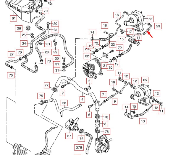 NEW AUDI Q7 4L COOLANT HOSE PIPE 057121598L 2015
