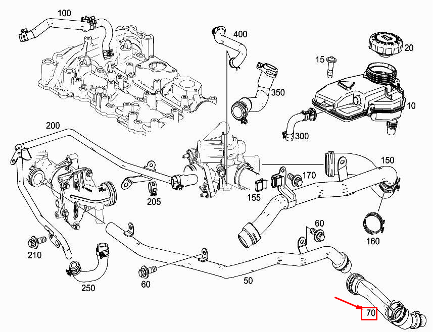 new mercedes-benz a w177 engine coolant hose a2602000100 original