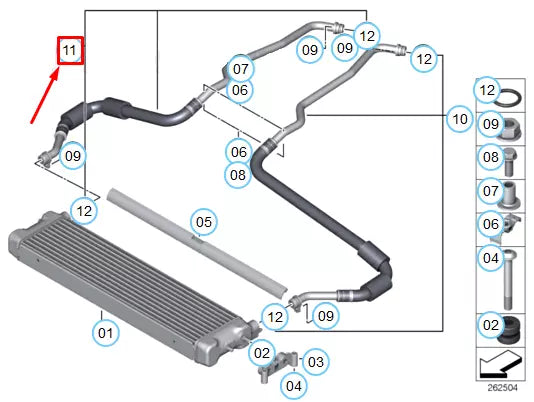 NEW BMW M5 F10 ENGINE OIL COOLER RETURN PIPE 2284262 17222284262 ORIGINAL