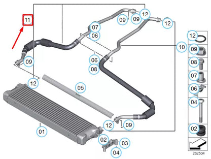 NEW BMW M5 F10 ENGINE OIL COOLER RETURN PIPE 2284262 17222284262 ORIGINAL