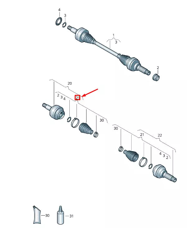 NEW VW TOUAREG 7P REAR JOINT PROTECT. BOOT WITH ASSEMBLY PART 7P0598201A