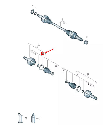 NEW VW TOUAREG 7P REAR JOINT PROTECT. BOOT WITH ASSEMBLY PART 7P0598201A