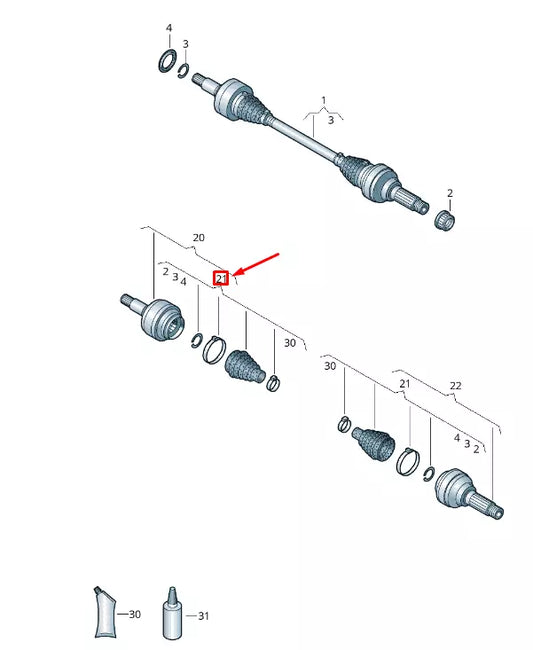 NEW VW TOUAREG 7P REAR JOINT PROTECT. BOOT WITH ASSEMBLY PART 7P0598201A