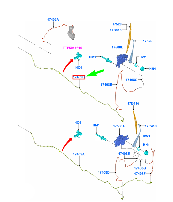 new ford transit custom mk1 rear windshield washer hose 1866601 original
