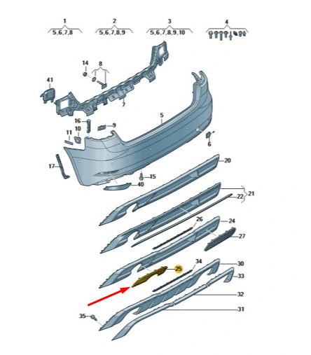 NEW AUDI A3 8V REAR BUMPER DIFFUSER INSERT GRILLE TRIM 8V3807834B ORIGINAL