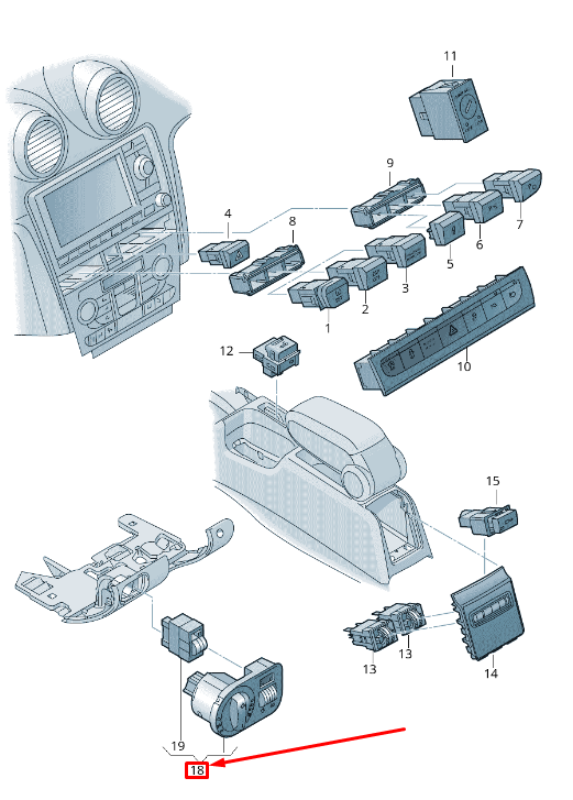 new audi a3 cabrio 8p headlight multi-switch rhd 8p2941531bn5pr original