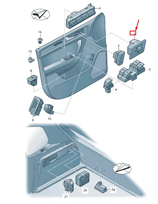 NEW VW TOUAREG 7P MK2 MIRROR ADJUSTMENT SWITCH LHD 7P1959565DICX