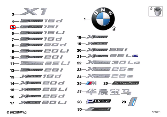 new bmw x1 f48 rear tailgate bootlid badge 51148496005 original