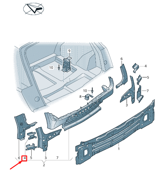 NEW AUDI Q7 4M REAR RIGHT FILLER PLATE UPPER REINFORCED 4M0813402B ORIGINAL