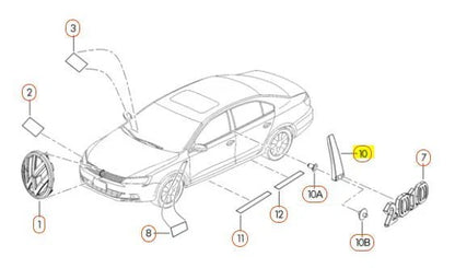 NEW VOLKSWAGEN JETTA EXTERIOR APPLIQUE B-PILLAR TRIM RIGHT SIDE 5C6853290041