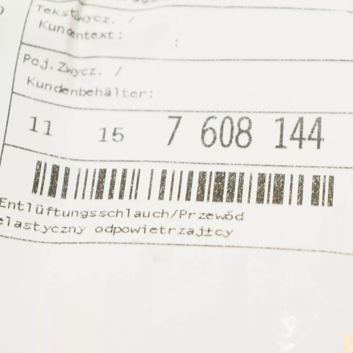 NEW BMW F20 F21 F30 F31 CYLINDER HEAD VENT HOSE 7608144 11157608144 ORIGINAL