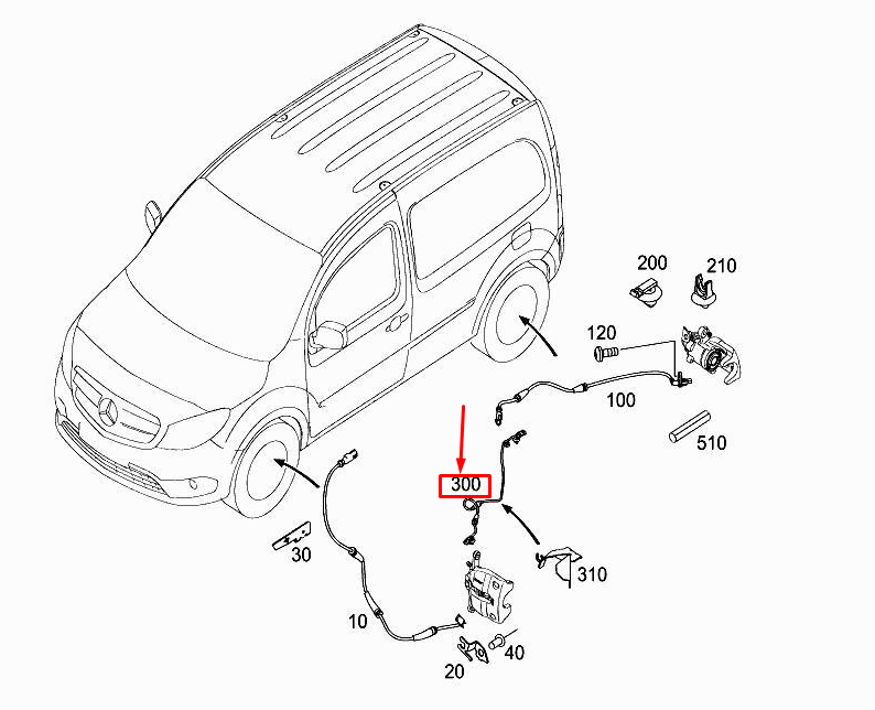 new mercedes-benz citan w415 front axle brakepad wear sensor a4159054200