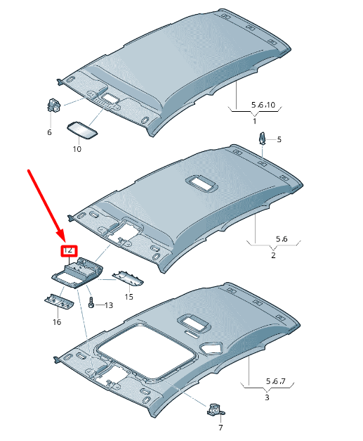 new volkswagen tiguan ad mk2 roof console tray 5g0868837dts4 original