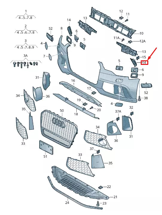 NEW AUDI RS7 SPORTBACK 4G FRONT RIGHT BUMPER END CAP 4G8807152B