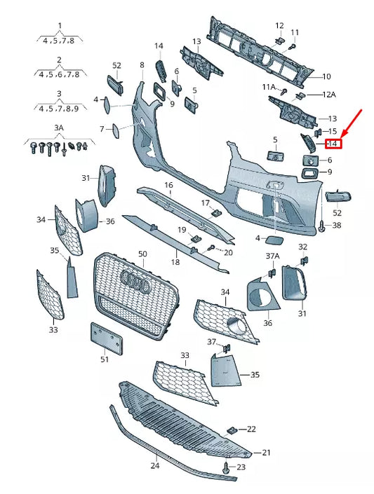 NEW AUDI RS7 SPORTBACK 4G FRONT RIGHT BUMPER END CAP 4G8807152B