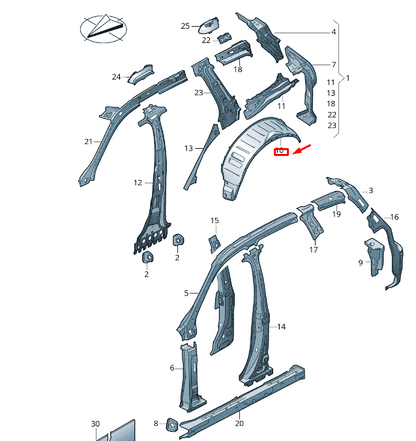 new vw touareg 7p mk2 rear right outer wheel housing 7p6809410 original